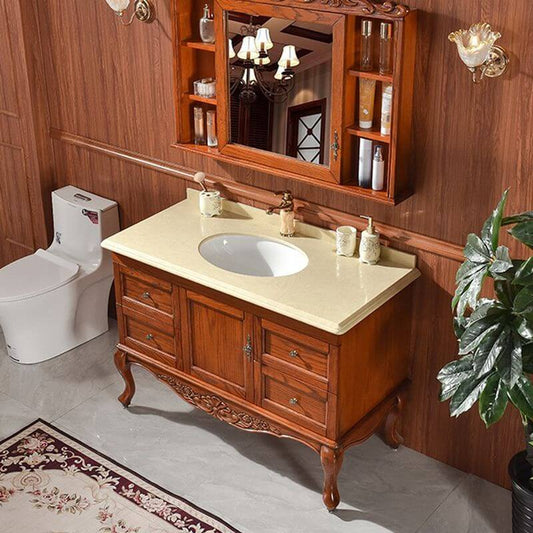 Elegant Yellow Stone Countertop of Bathroom Vanity