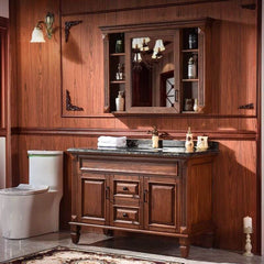 French Country bathroom vanity with elliptical sink