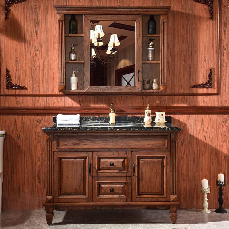 close-up of elliptical sink on bathroom vanity