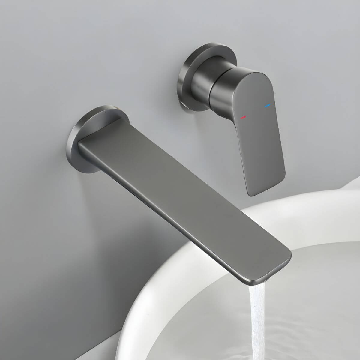 Wall mounted bathroom faucet