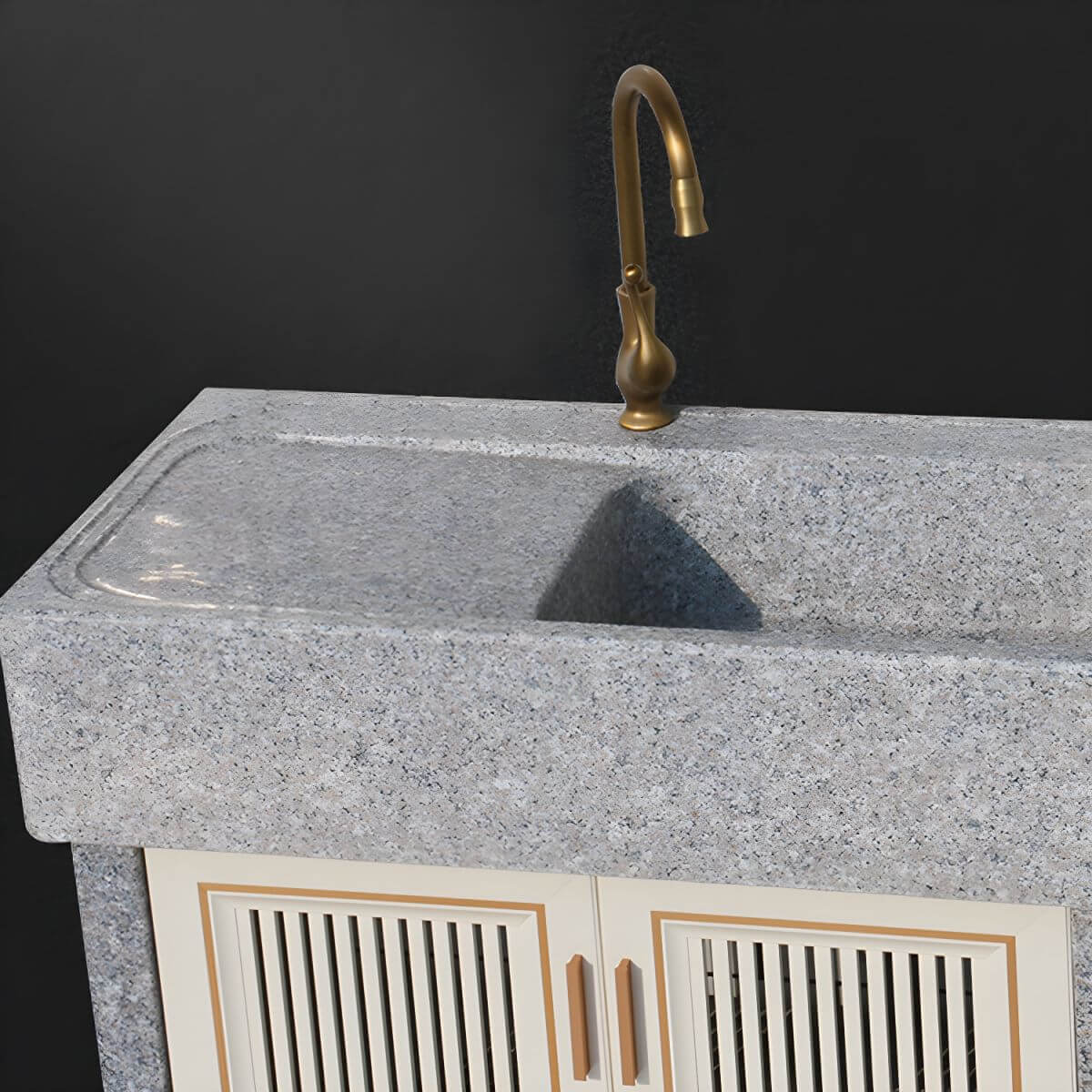 Marble console sink with modern faucet