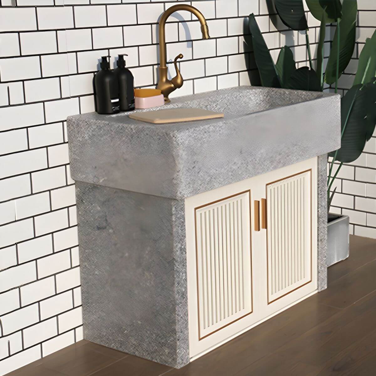 Modern design of grey console sink