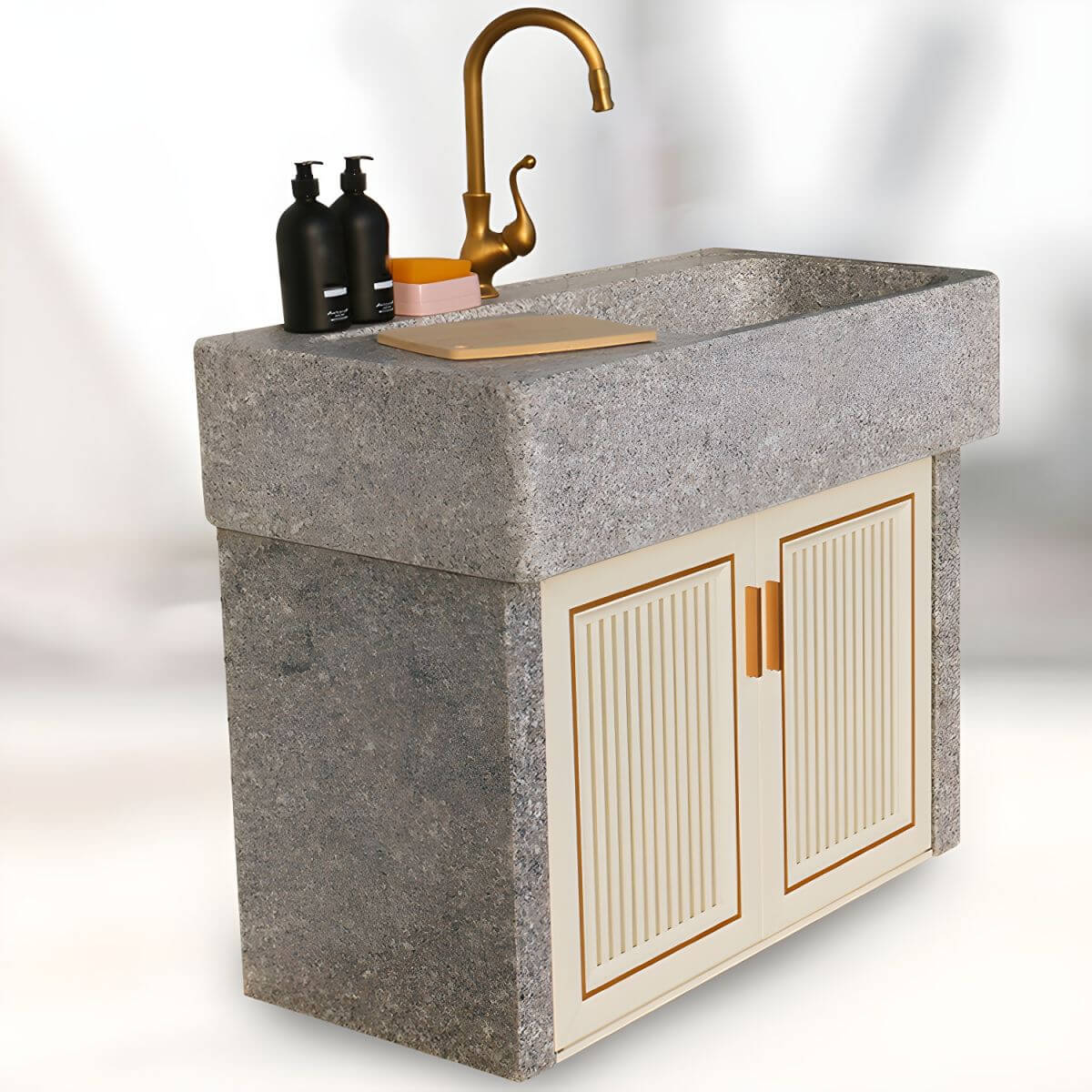 Compact and elegant grey console sink