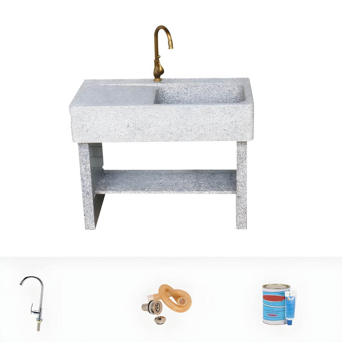 Marble console sink with modern faucet