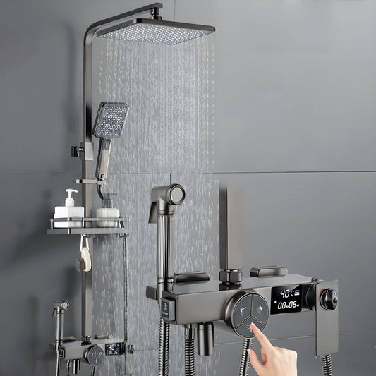 Grey modern wall-mount shower system