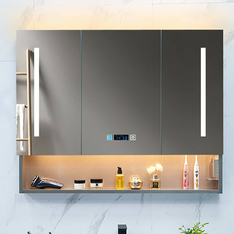 Stylish modern medicine cabinet on bathroom wall