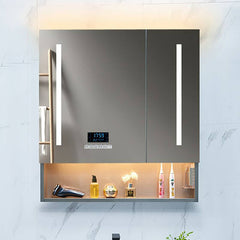 Surface mounted grey cabinet in contemporary bathroom