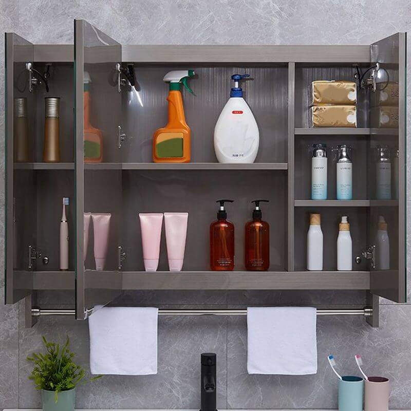 silver stainless steel bathroom storage