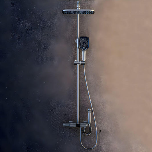 Grey wall-mount dual shower head