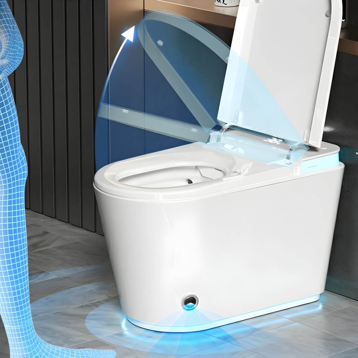 Vitreous china bidet in bathroom