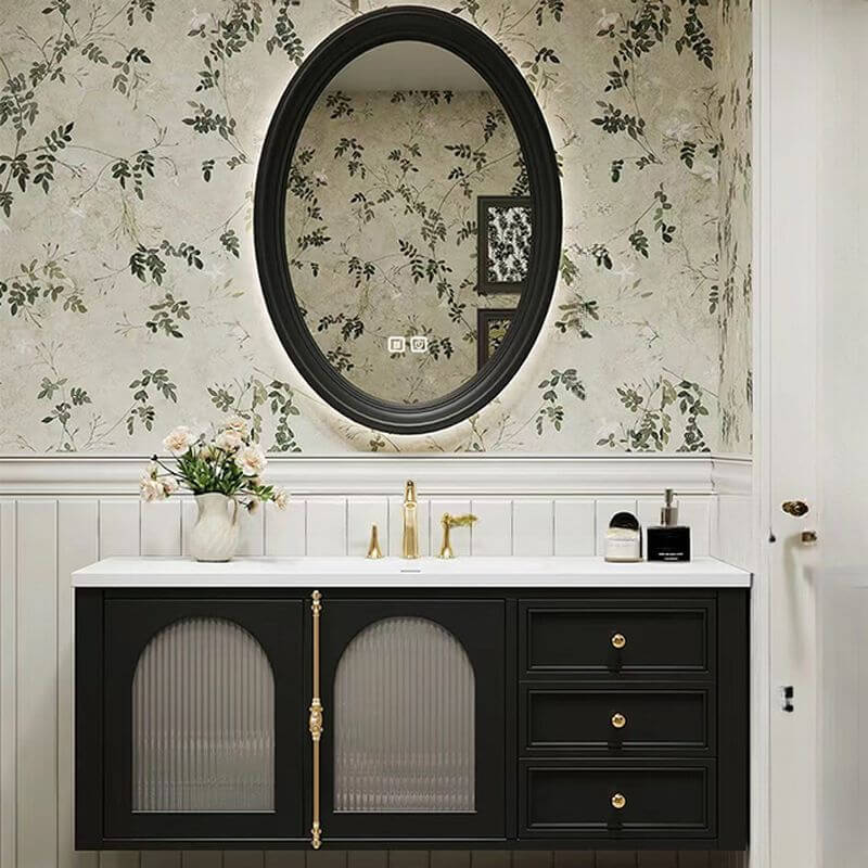 Wall-mounted bathroom vanity setup