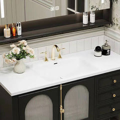 Aureate faucet on a bathroom vanity