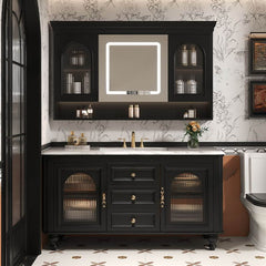 Ink Bathroom Vanity with brass faucet