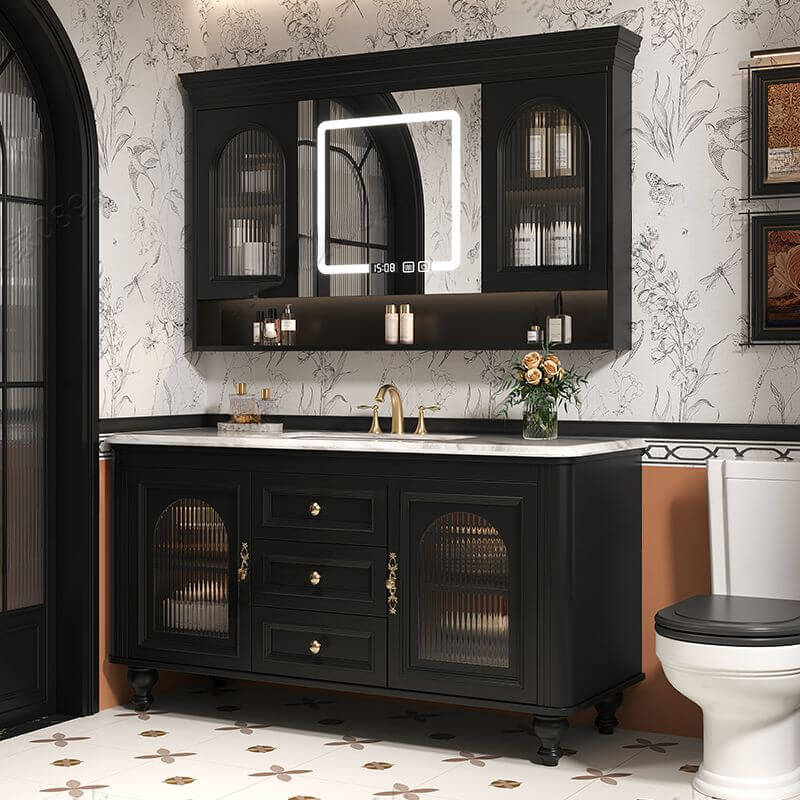 Stylish modern black wood bathroom vanity