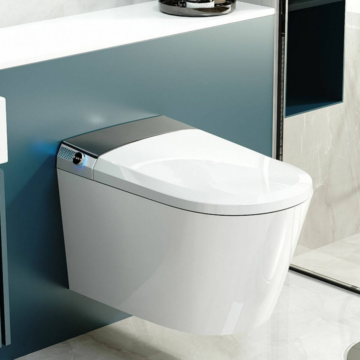 White elongated bidet with antimicrobial protection