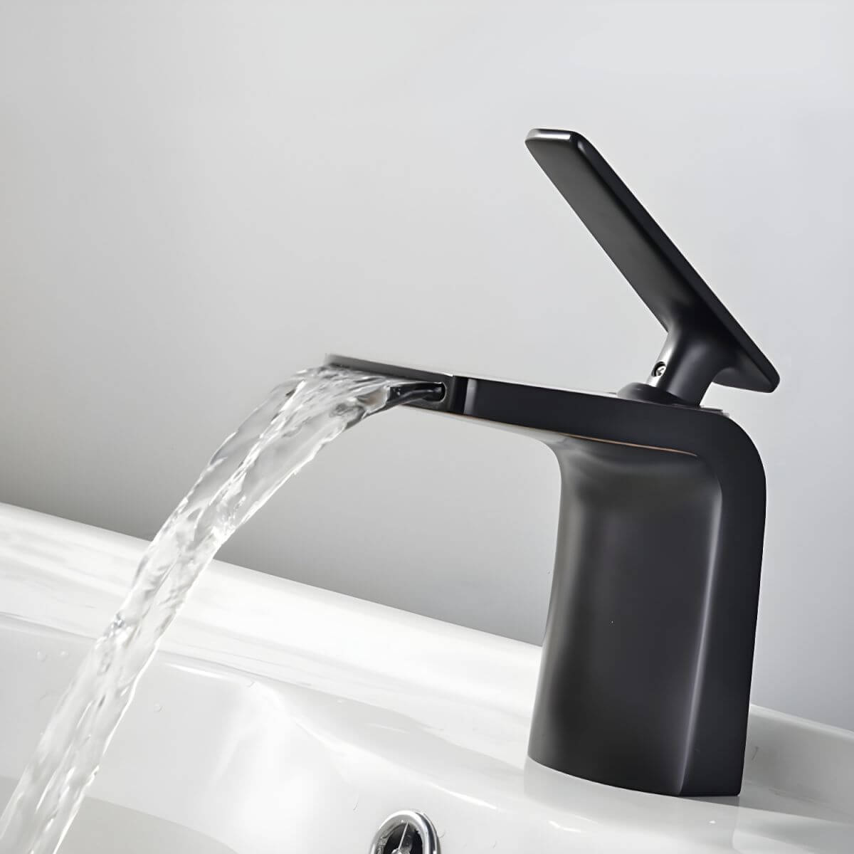 Stylish black brass vessel sink faucet with low arc spout