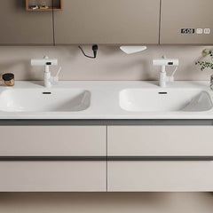 White Ceramic Countertop on Vanity