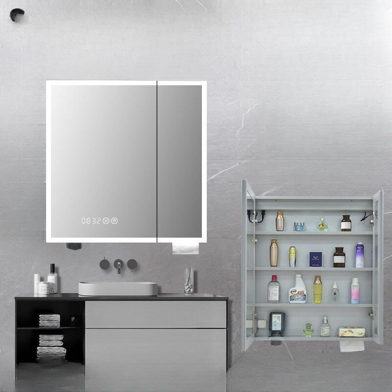 sleek silver finish medicine cabinet