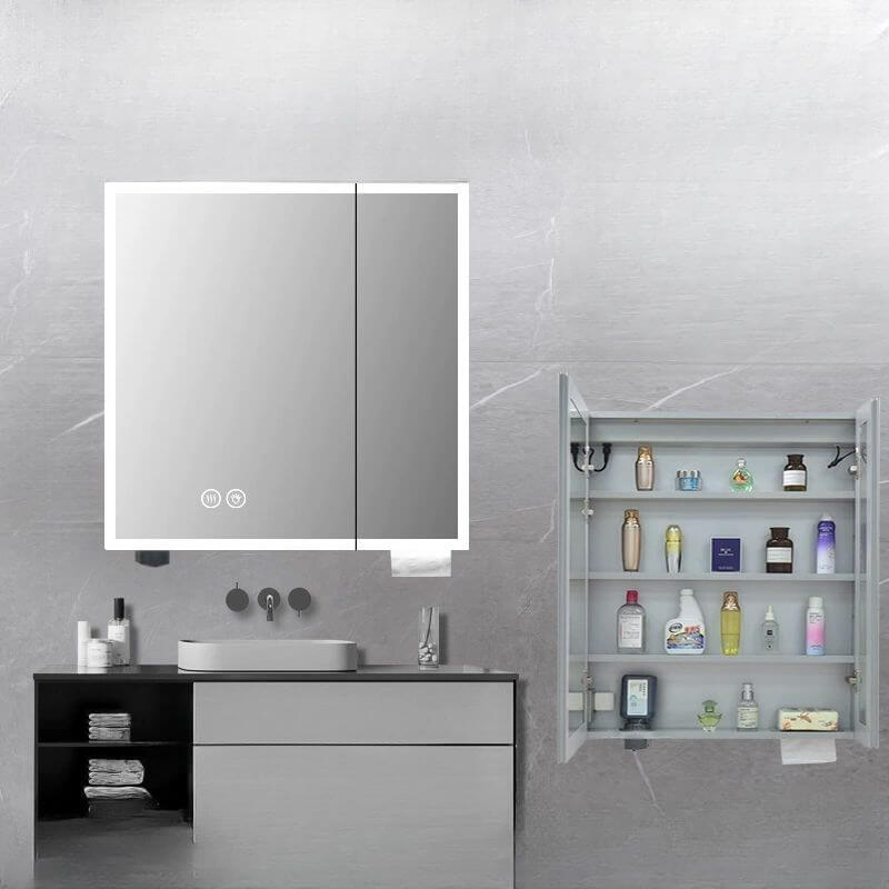 sleek silver finish medicine cabinet