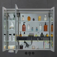 Adjustable Shelves in White Aluminum Medicine Cabinet