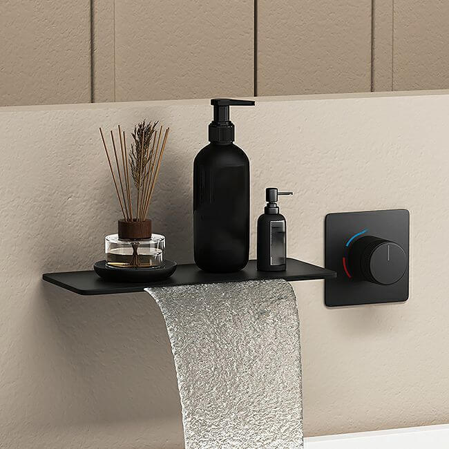 Elegant black copper waterfall faucet