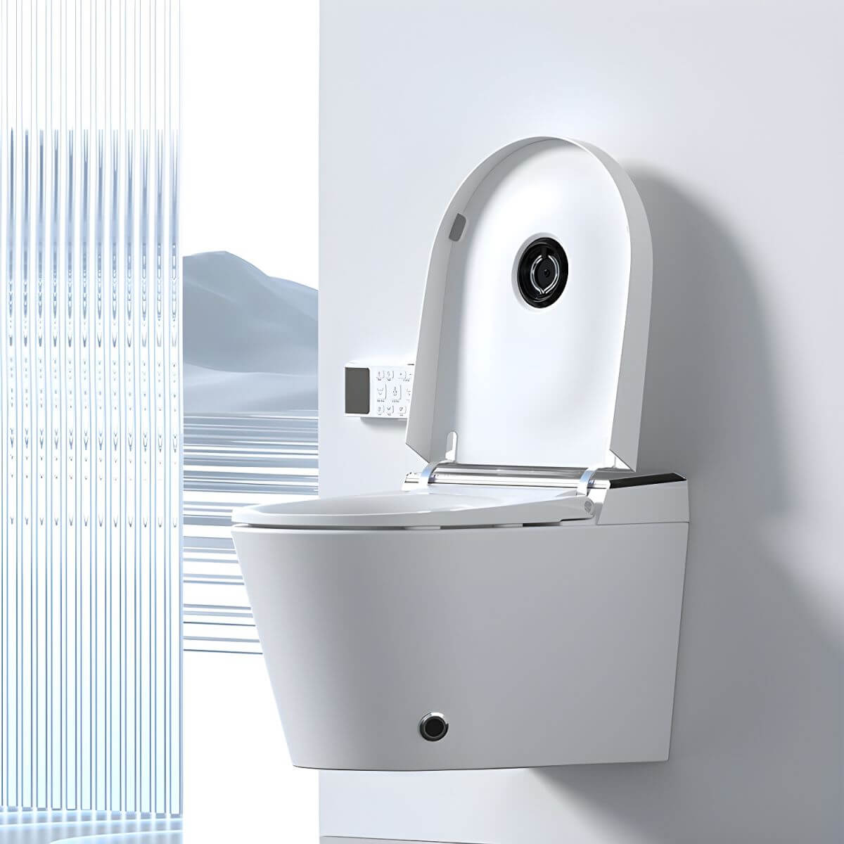 White and black floor mount bidet