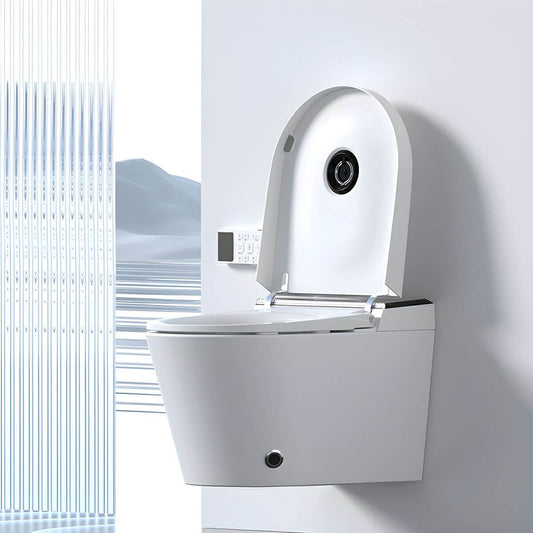 White and black floor mount bidet