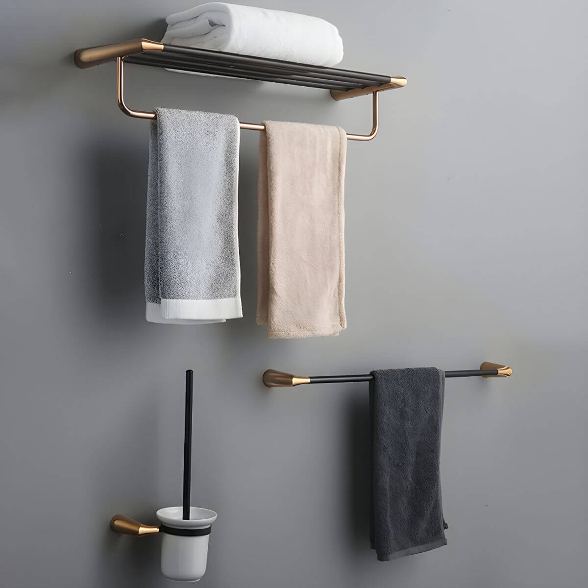 Luxury Bathroom Hardware Set Black Towel Rack