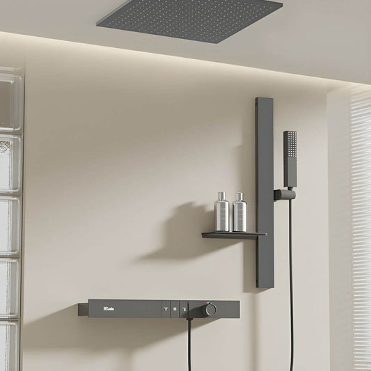 Luxury Ceiling-Mounted Shower System in Black Finish