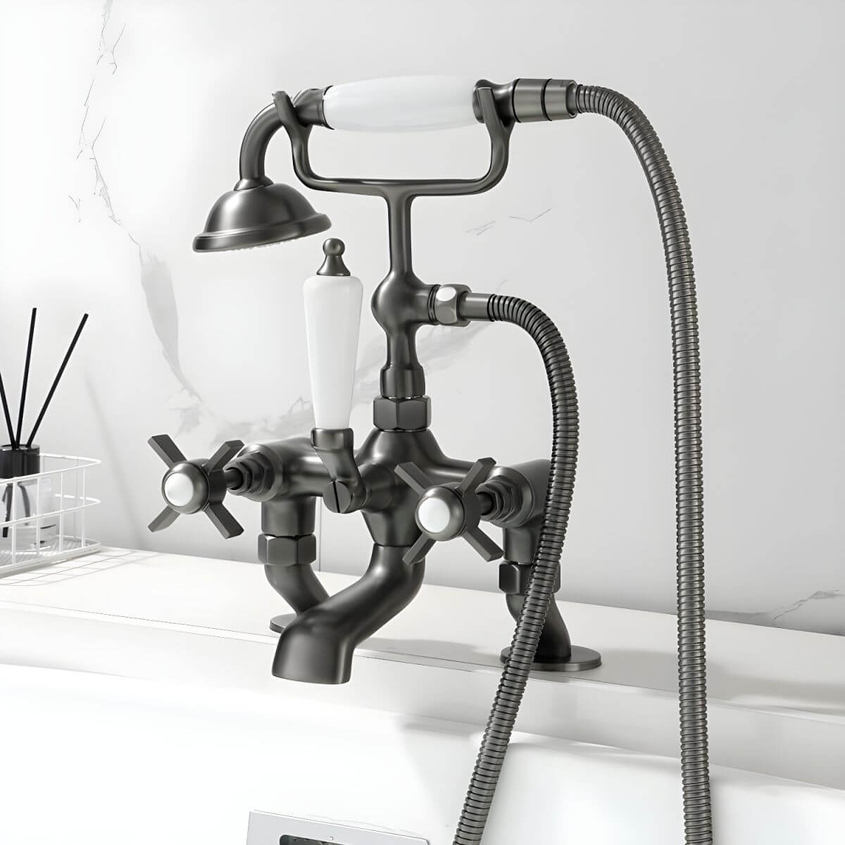 Wall mounted free standing bathtub faucet