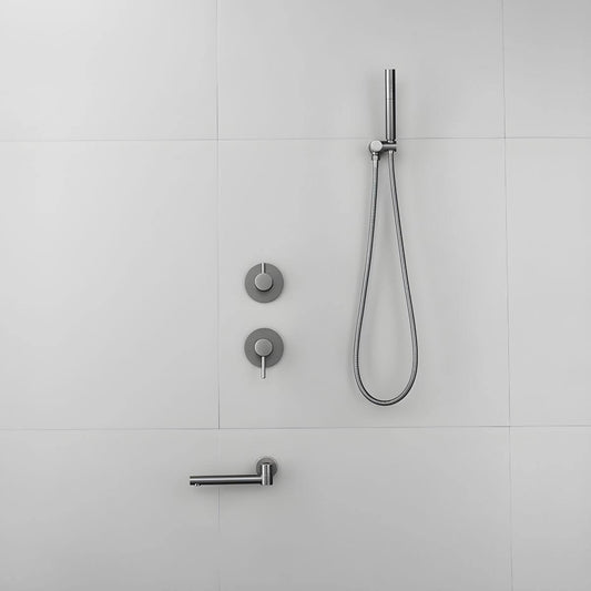 Luxury dual handle modern shower system in black finish