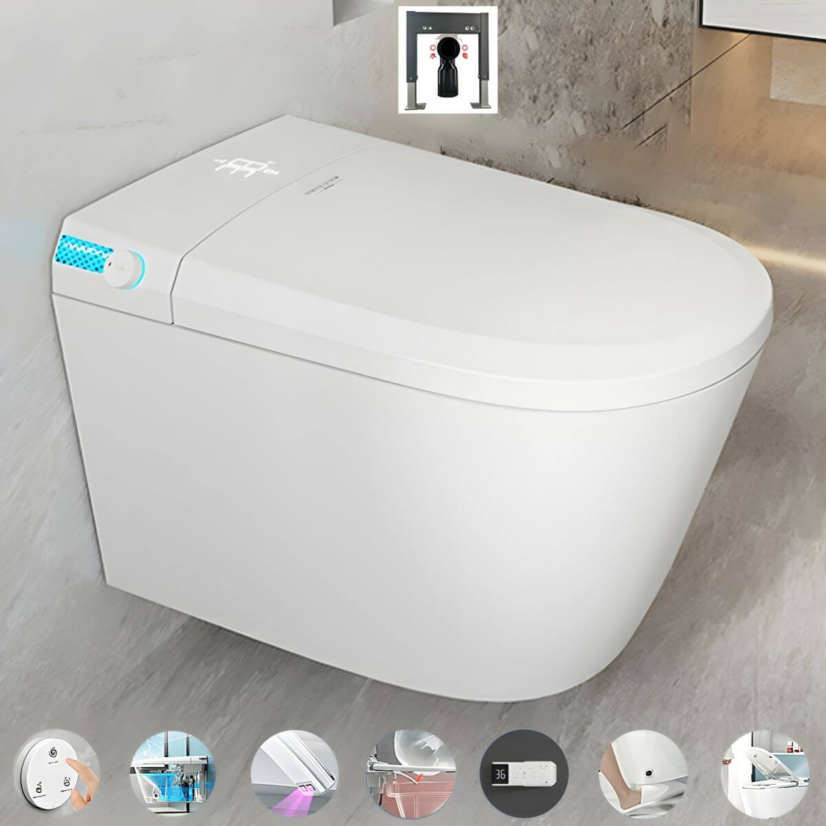 Luxury Wall Mount Bidet with Modern Bathroom