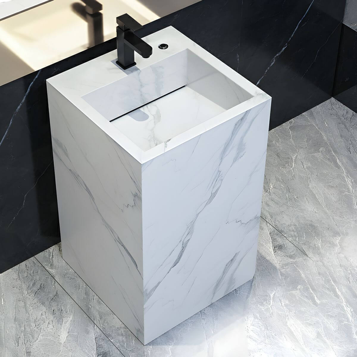 Green Rectangular Pedestal Sink