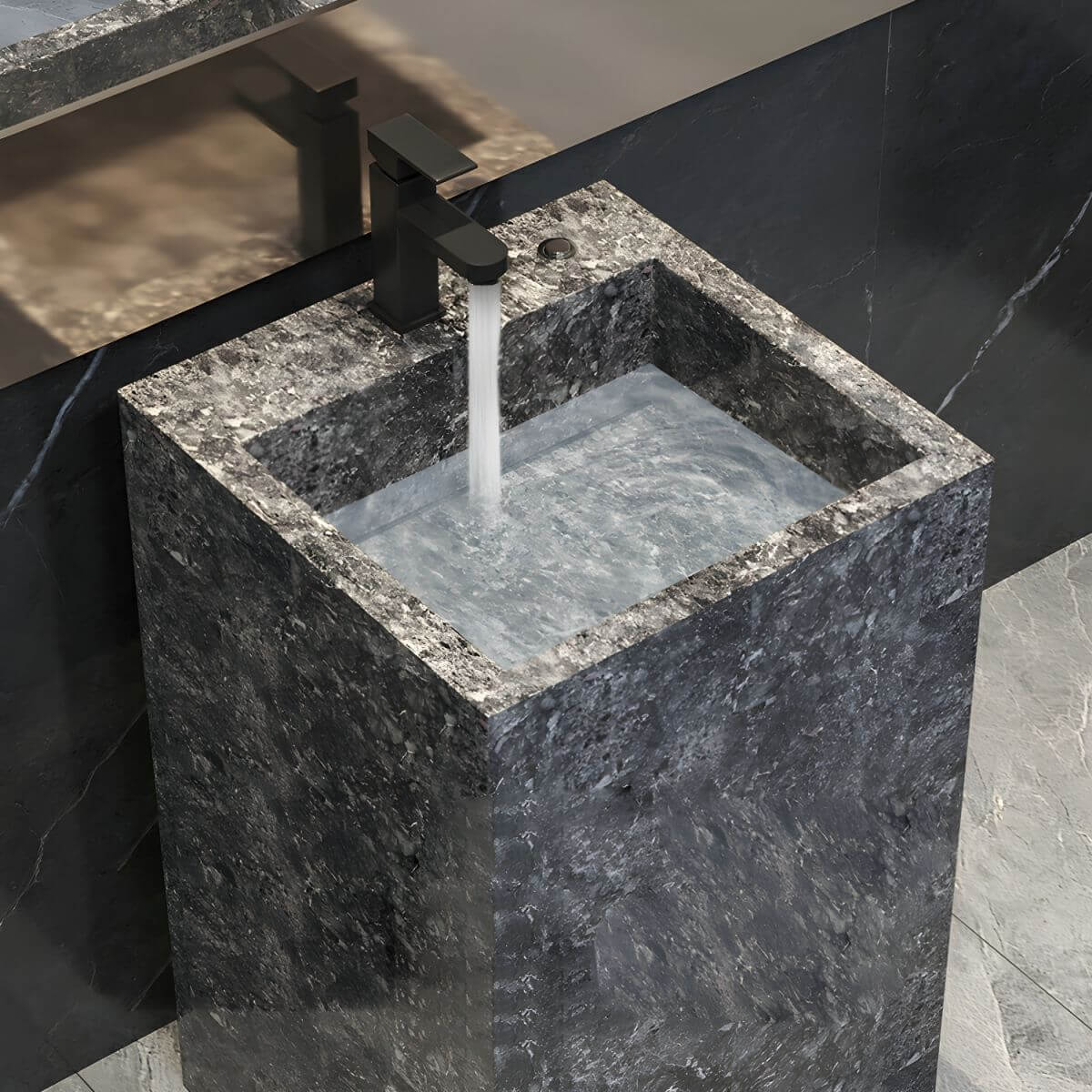 Grey Marble Pedestal Sink