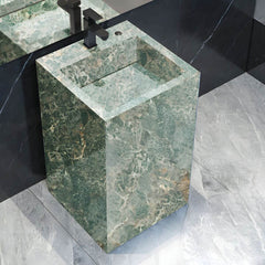 Gray and White Marble Bathroom Sink