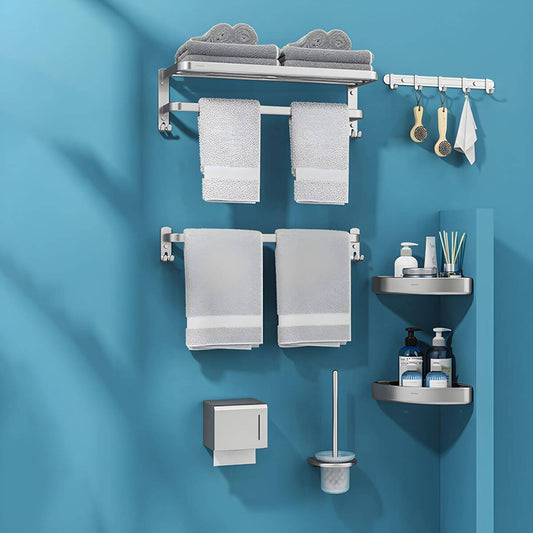 Matte metal silver bathroom accessory set