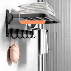 Stylish towel rack with bath shelf