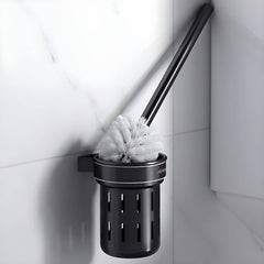 Grey metal towel rack complementing bathroom decor