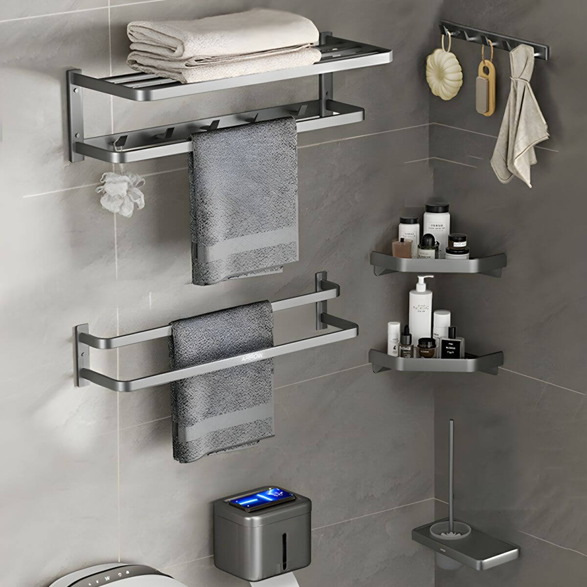 Durable metal construction of bathroom accessories