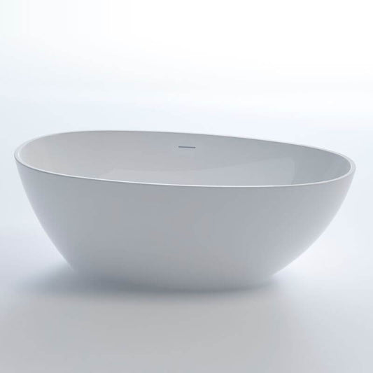 Minimalist Polymer Elliptical Freestanding Bathtub White