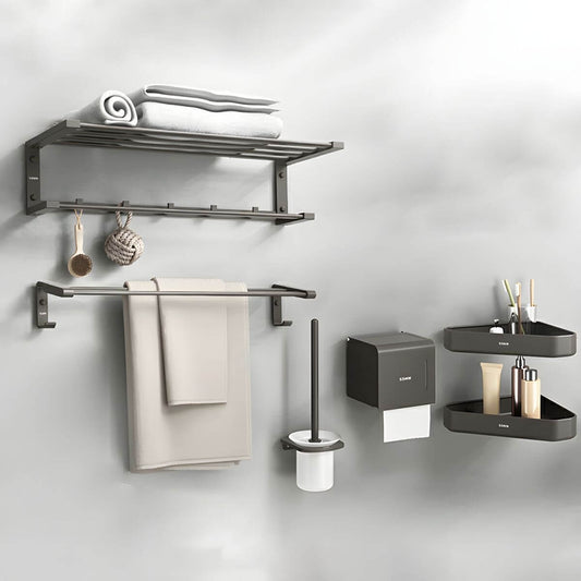 Modern 6-Piece Metal Bathroom Hardware Set - White Finish