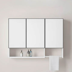 Modern aluminum medicine cabinet with white finish