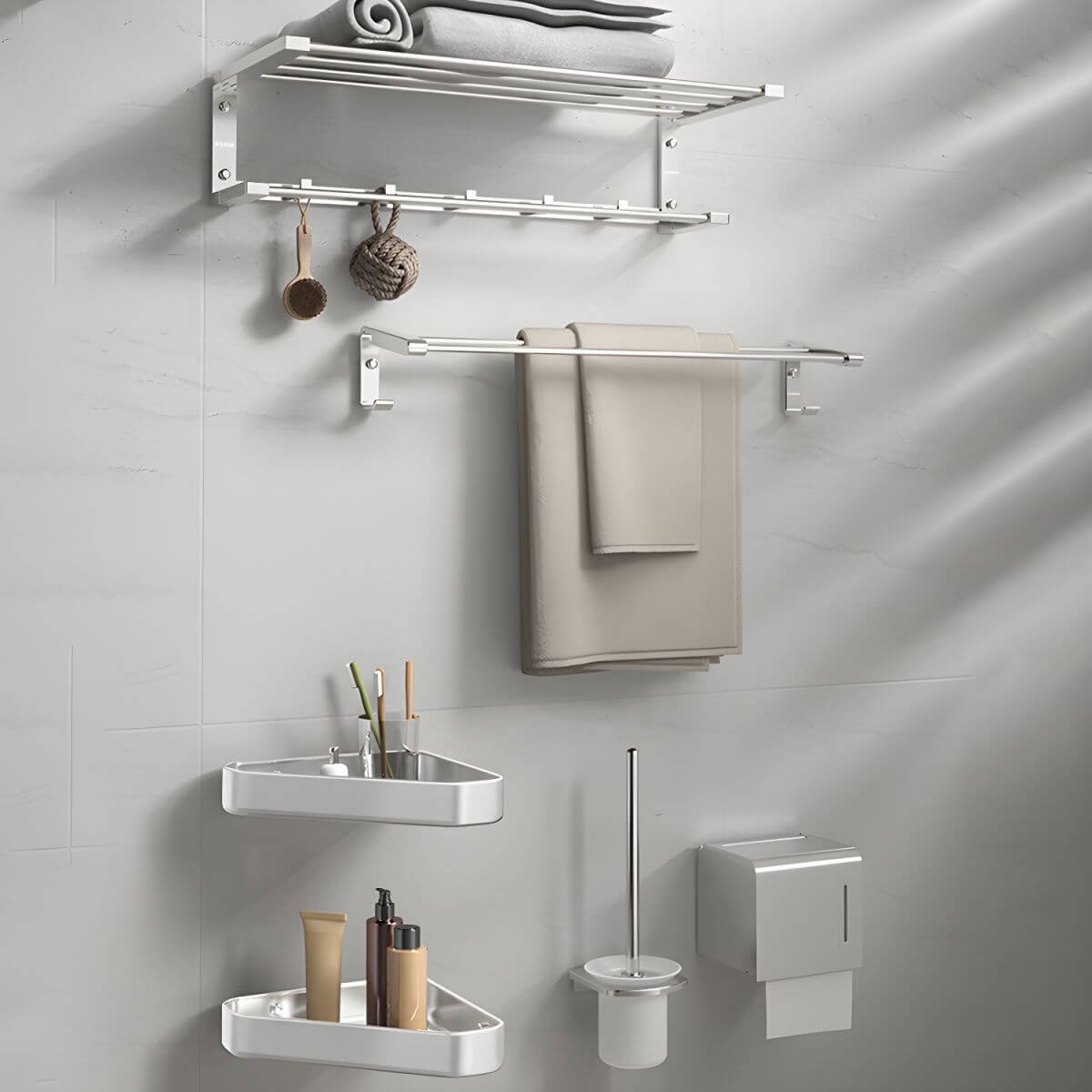 Elegant silver bathroom accessory collection