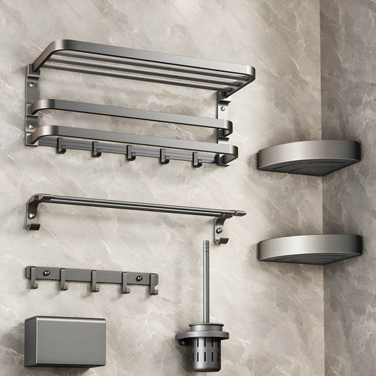 Modern bathroom hardware set on display