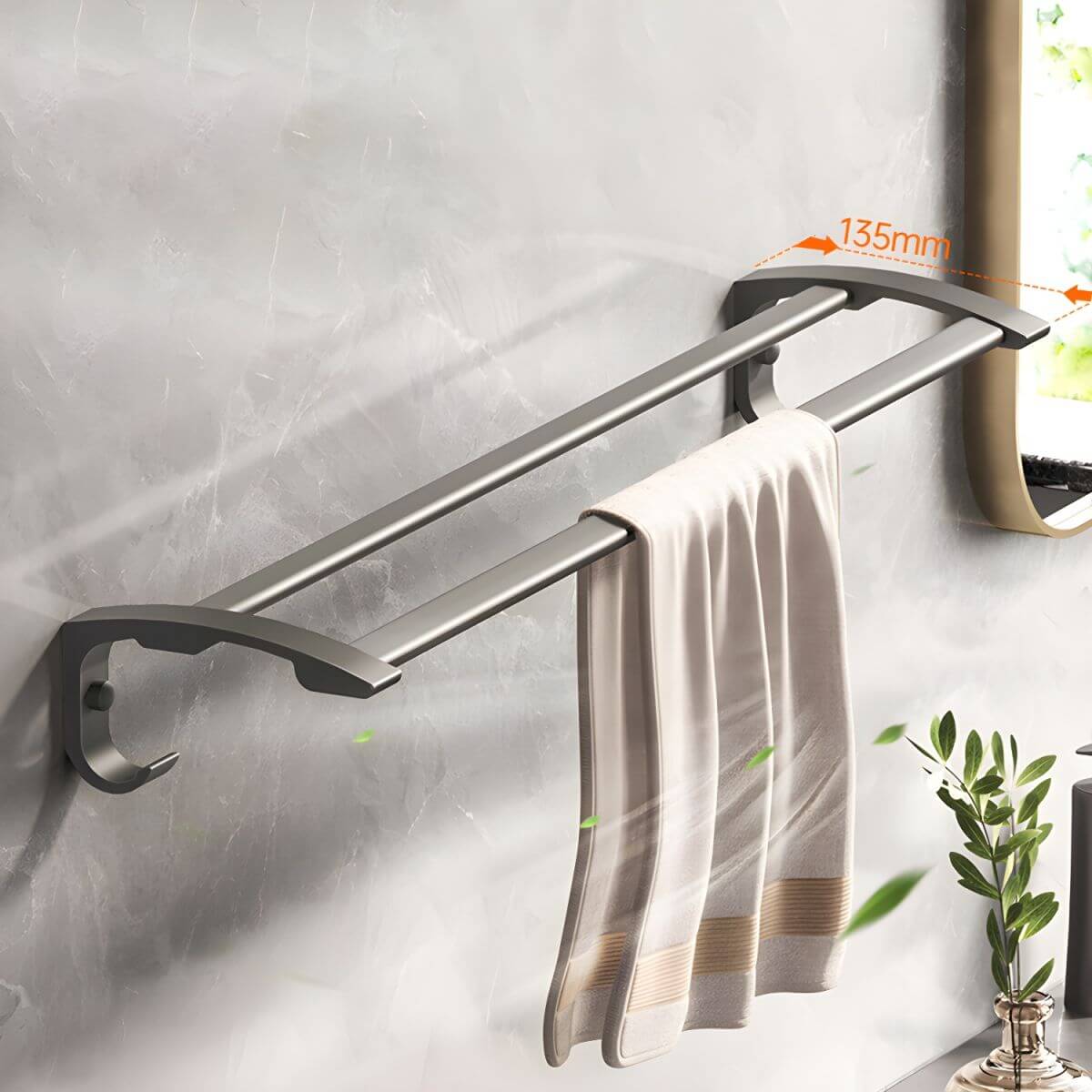 Stylish towel bar mounted on wall