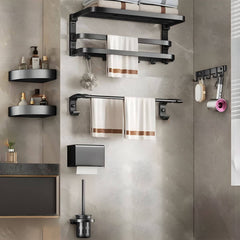 Modern bathroom hardware set on display