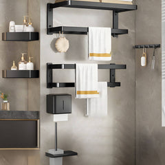 Elegant grey and black bathroom accessories