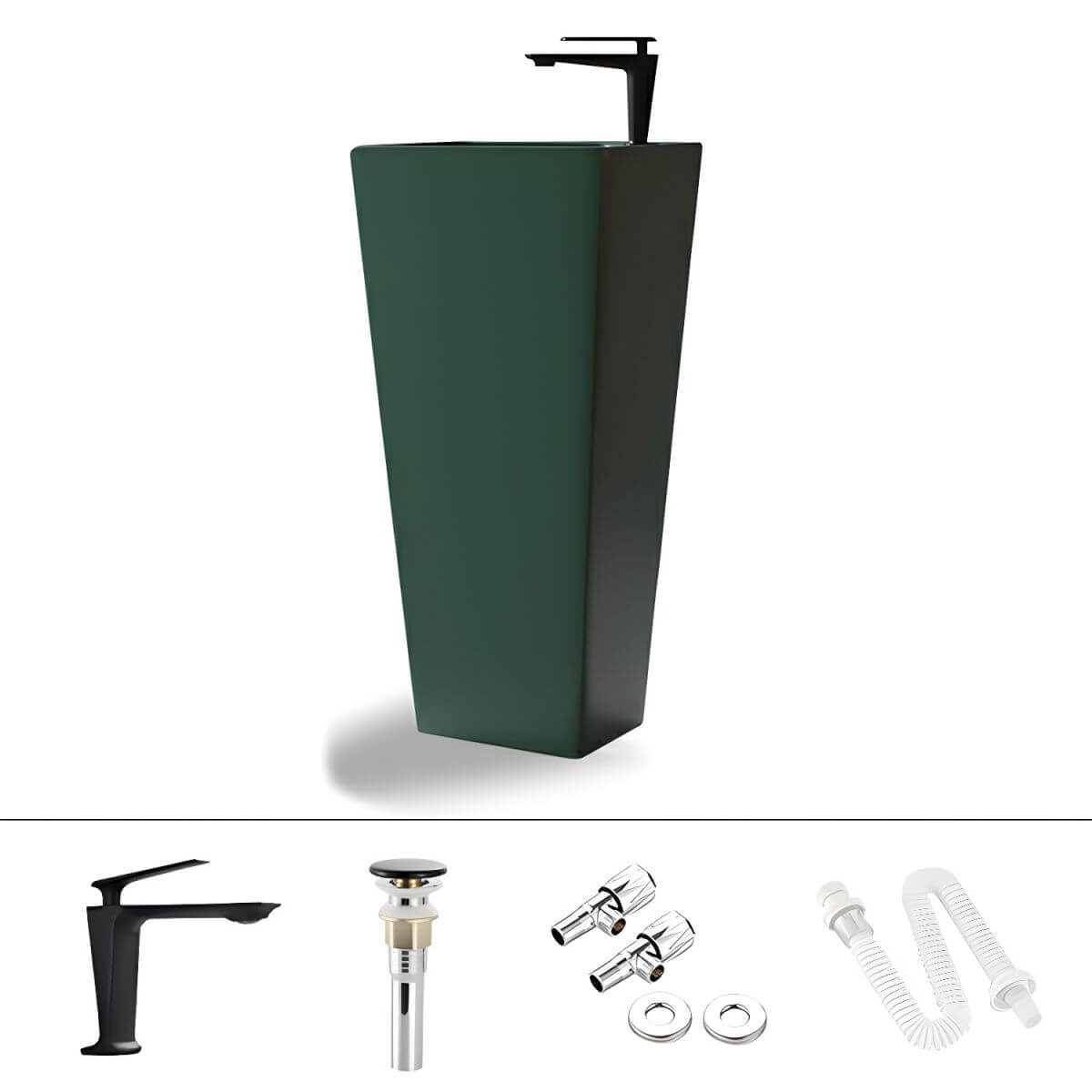 Rectangular Porcelain Sink in Green