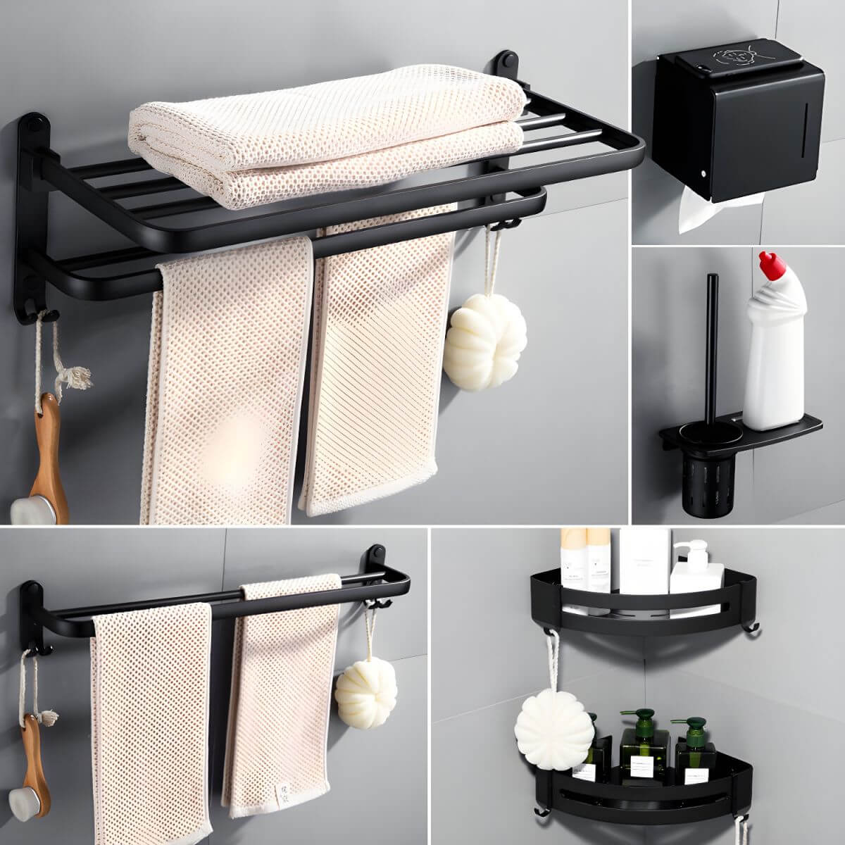 Modern Black Bathroom Accessories Set