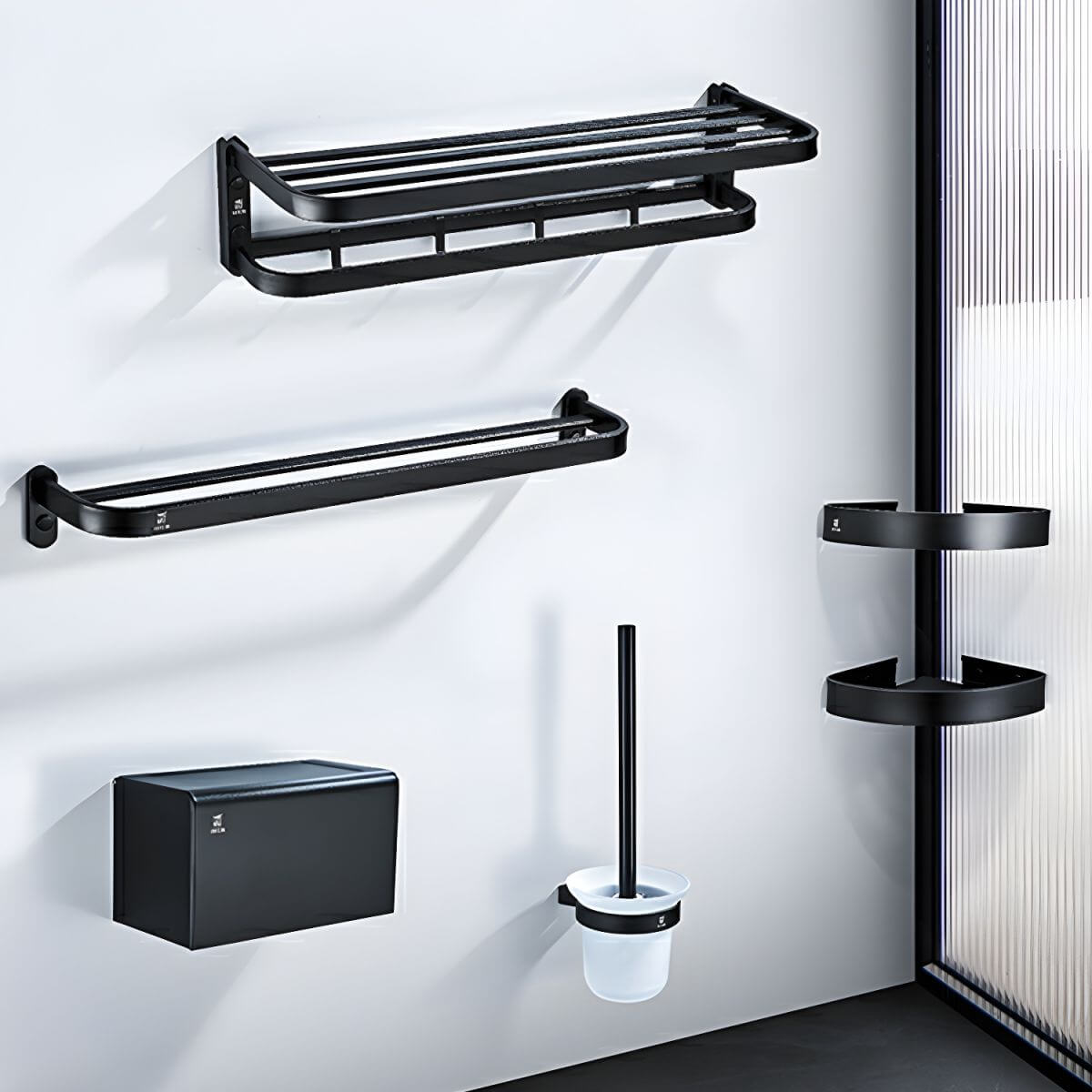 Modern Black Metal Bathroom Hardware Set